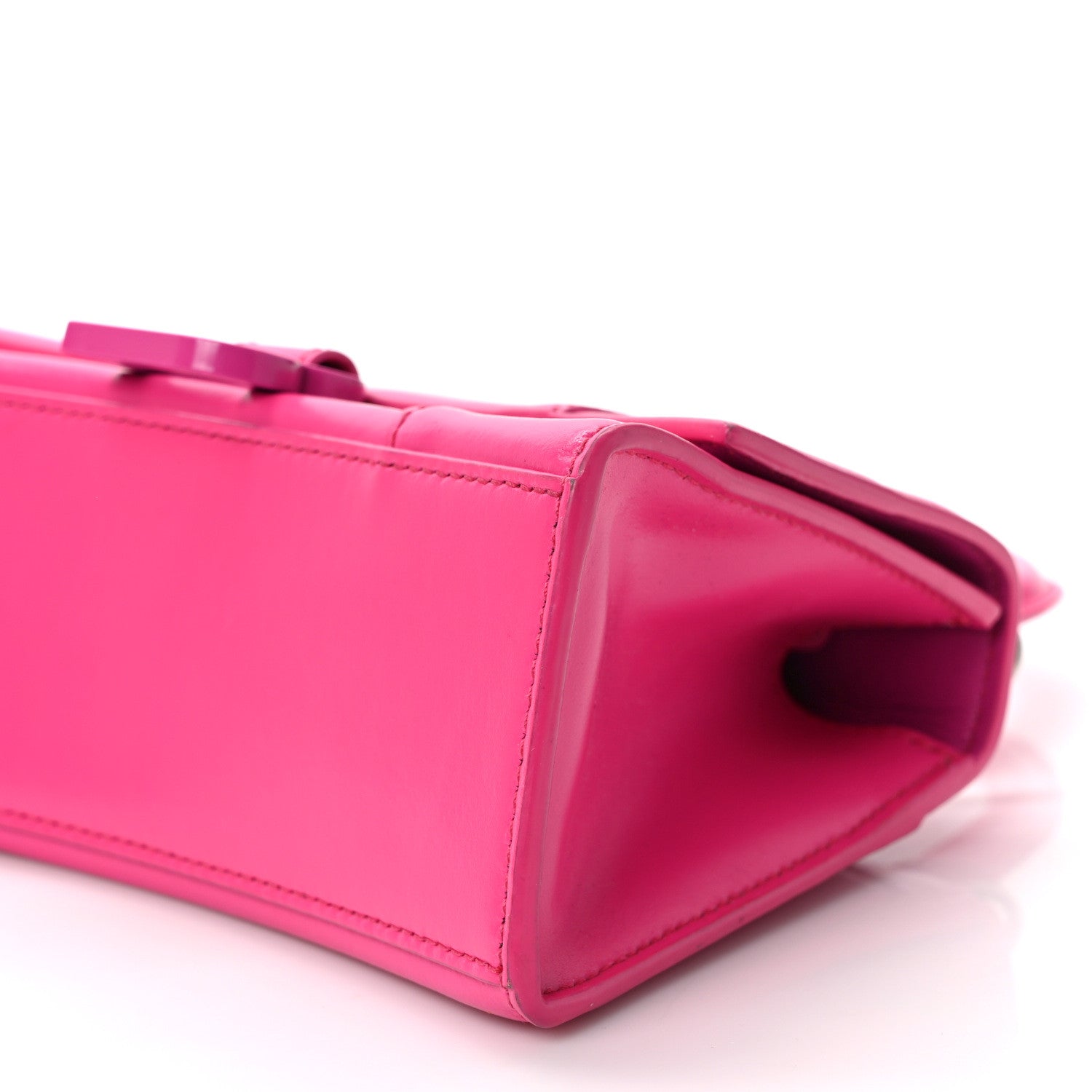 Balenciaga Shiny Box Calfskin Tonal B Hourglass Top Handle Bag XS Fuchsia 8 of 9
