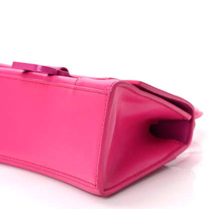 Balenciaga Shiny Box Calfskin Tonal B Hourglass Top Handle Bag XS Fuchsia 8 of 9