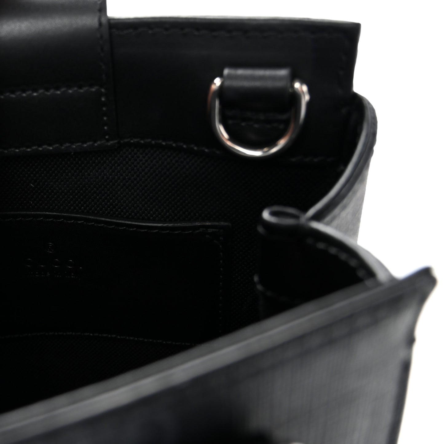 GG Supreme Monogram Appia Calfskin Web Mini Tote Bag Black