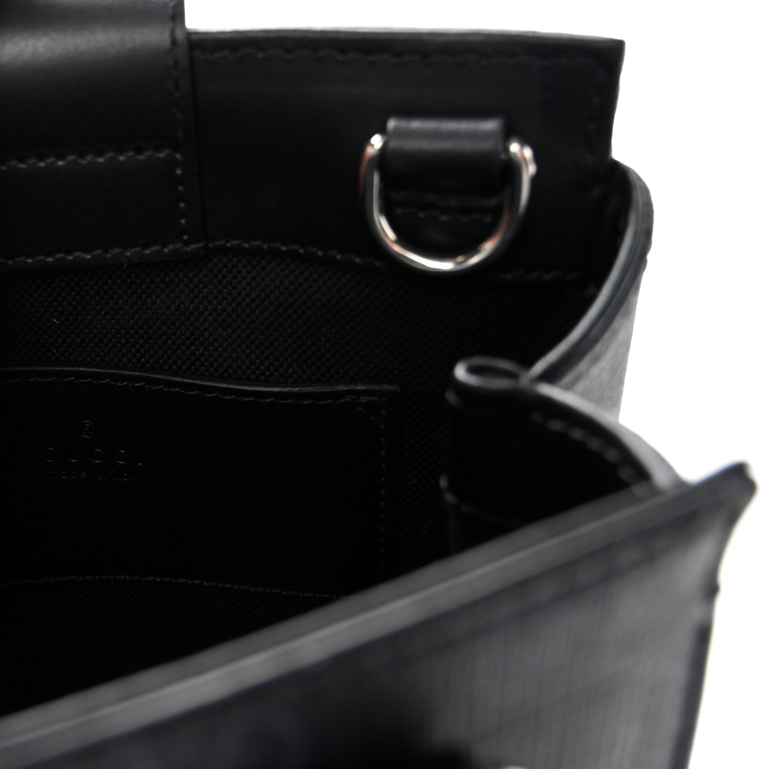 Gucci GG Supreme Monogram Appia Calfskin Web Mini Tote Bag Black 6 of 9