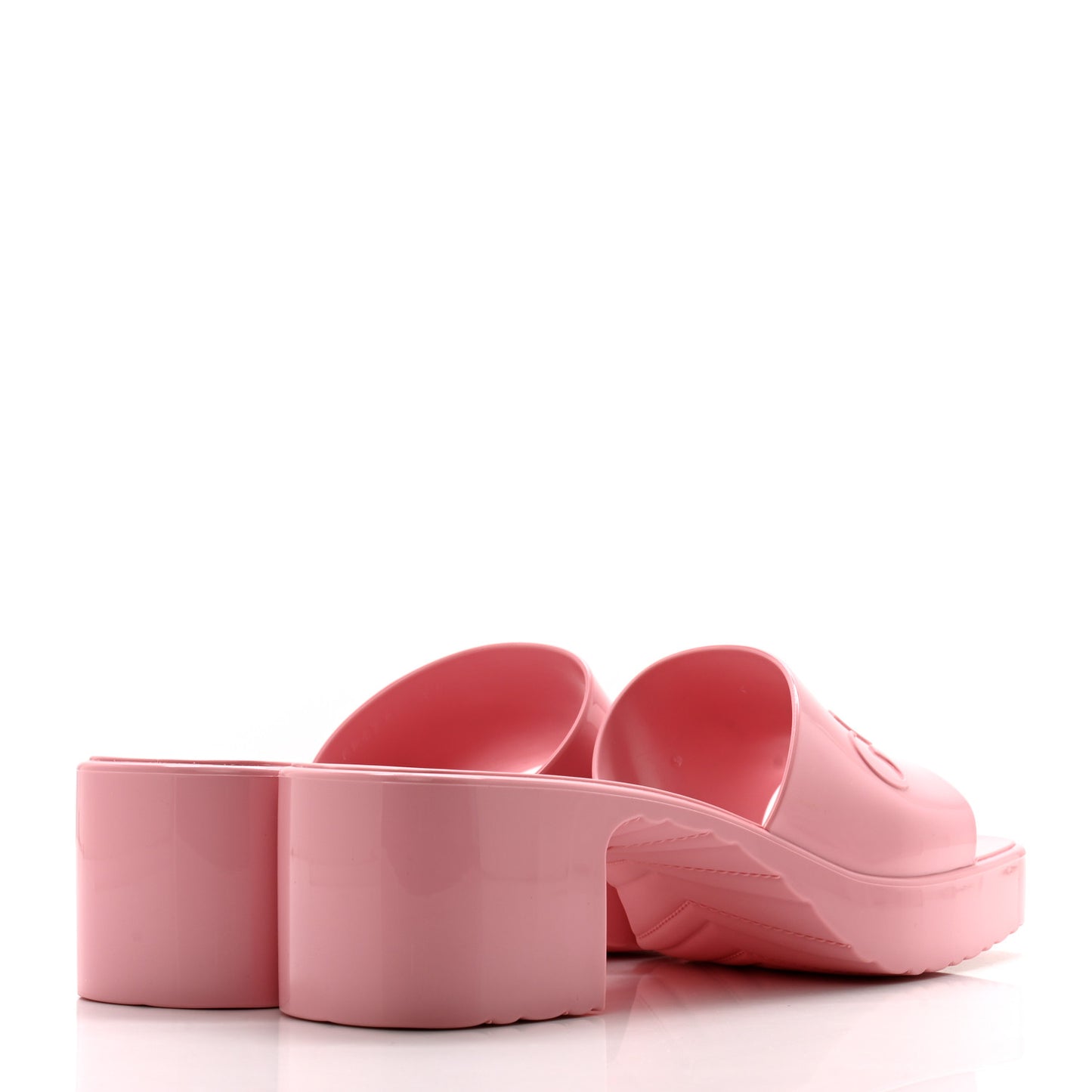 Rubber Gucci Logo Womens Platform 20/60mm Slide Sandals 37 Wild Rose