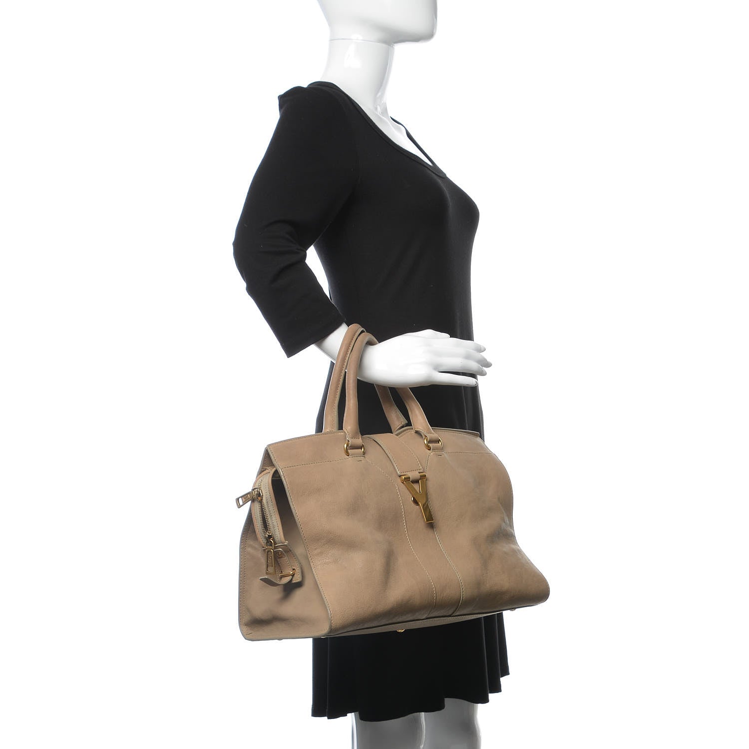 Saint Laurent Sheepskin Medium Cabas ChYc Taupe 2 of 22