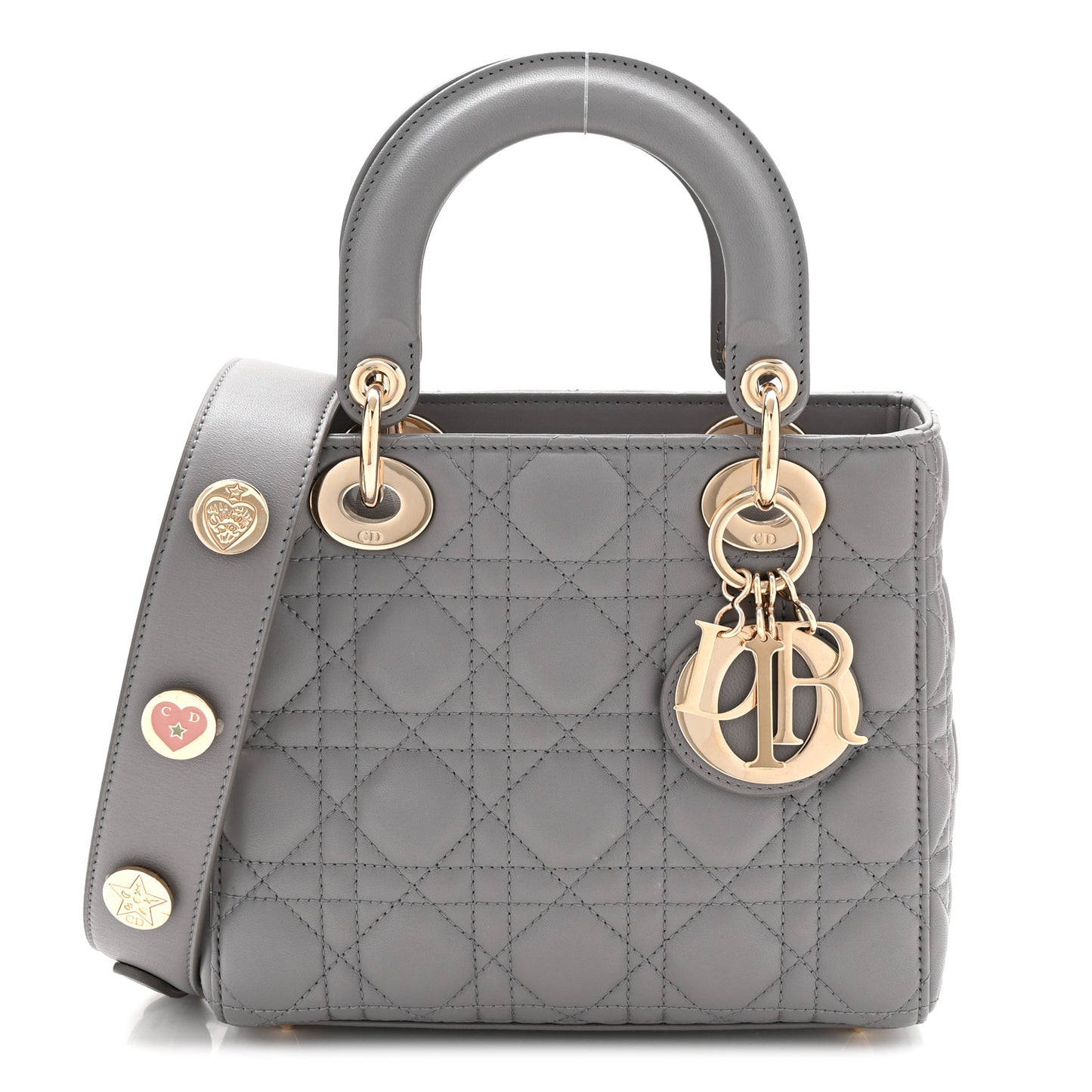 Lambskin Cannage Small Lucky Badges My Lady Dior Grey