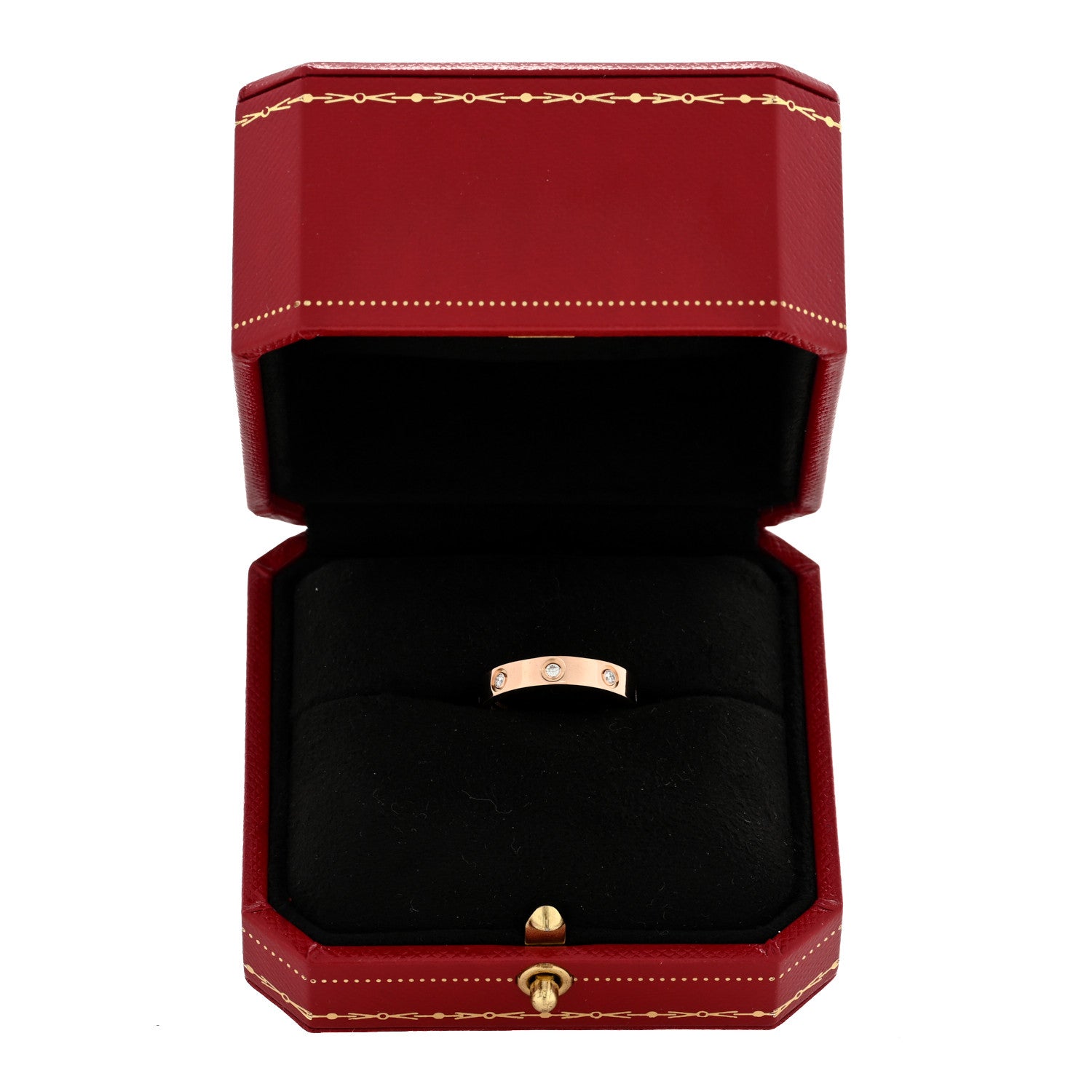 Cartier 18K Pink Gold 8 Diamond 4mm LOVE Wedding Band Ring 54 7 5 of 5