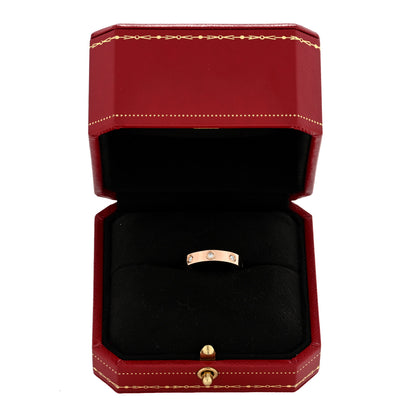 Cartier 18K Pink Gold 8 Diamond 4mm LOVE Wedding Band Ring 54 7 5 of 5