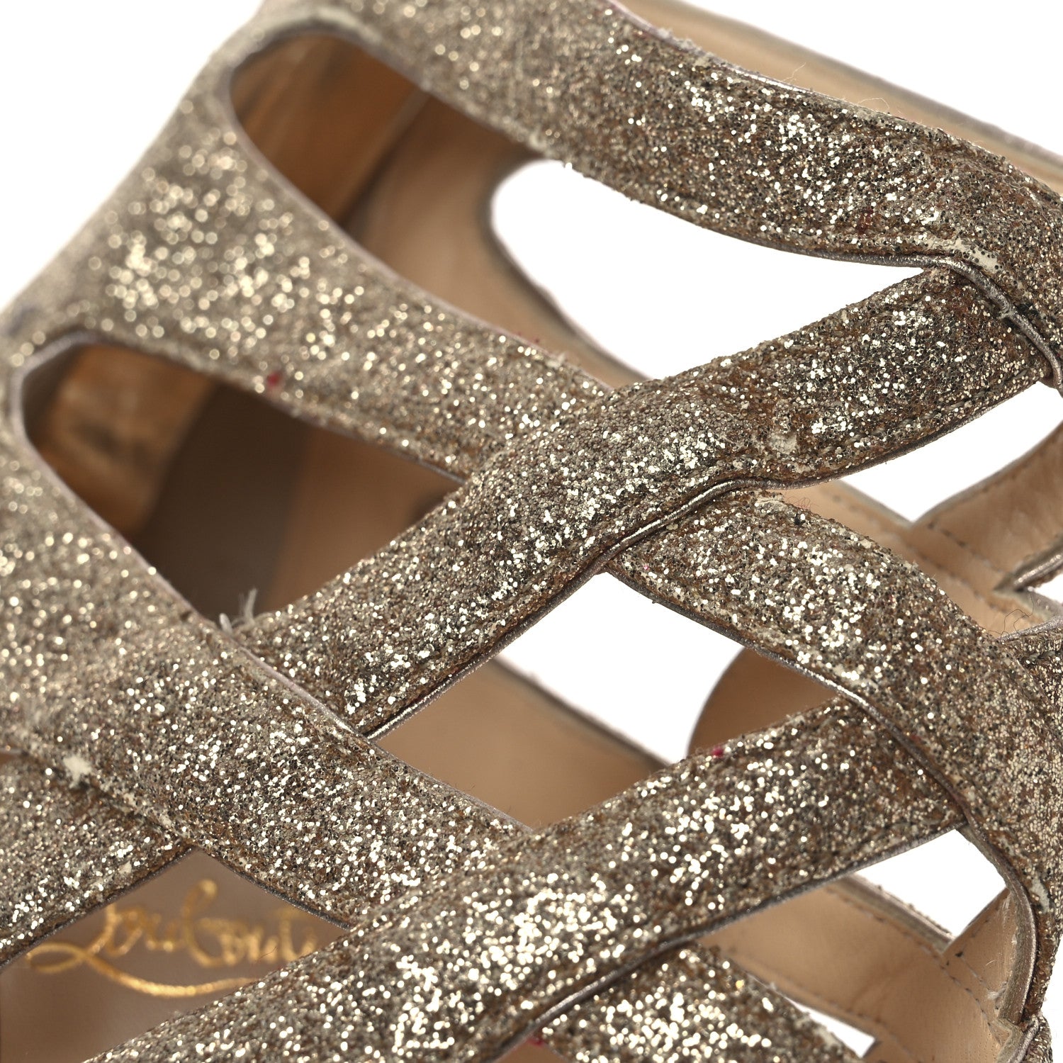 Christian Louboutin Glitter Mini Specchio Balota Platform Sandals 37.5 Gold 11 of 16