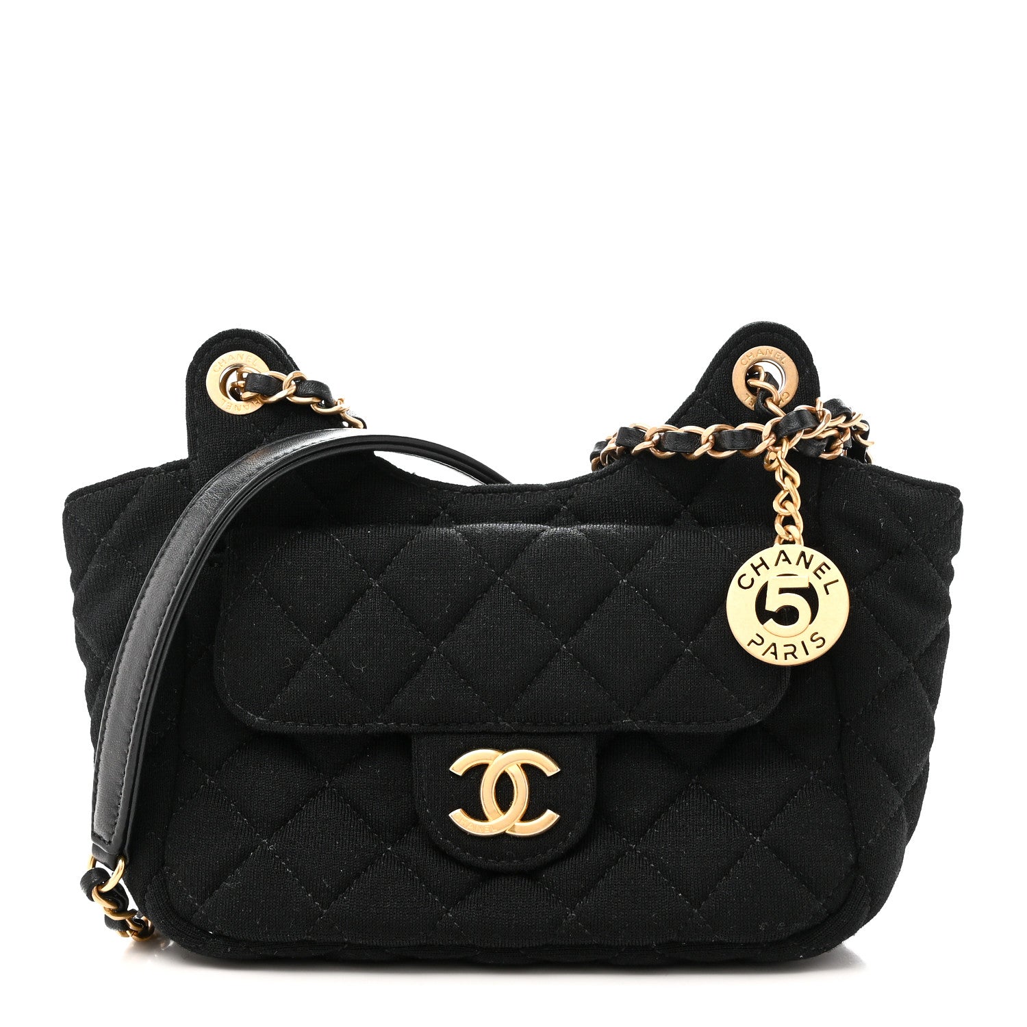 Chanel Jersey Quilted Small Wavy CC Hobo Black 1 of 11