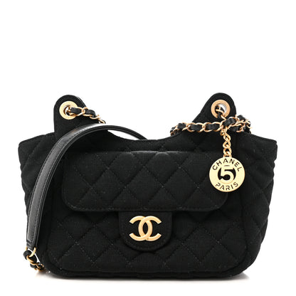 Chanel Jersey Quilted Small Wavy CC Hobo Black 1 of 11