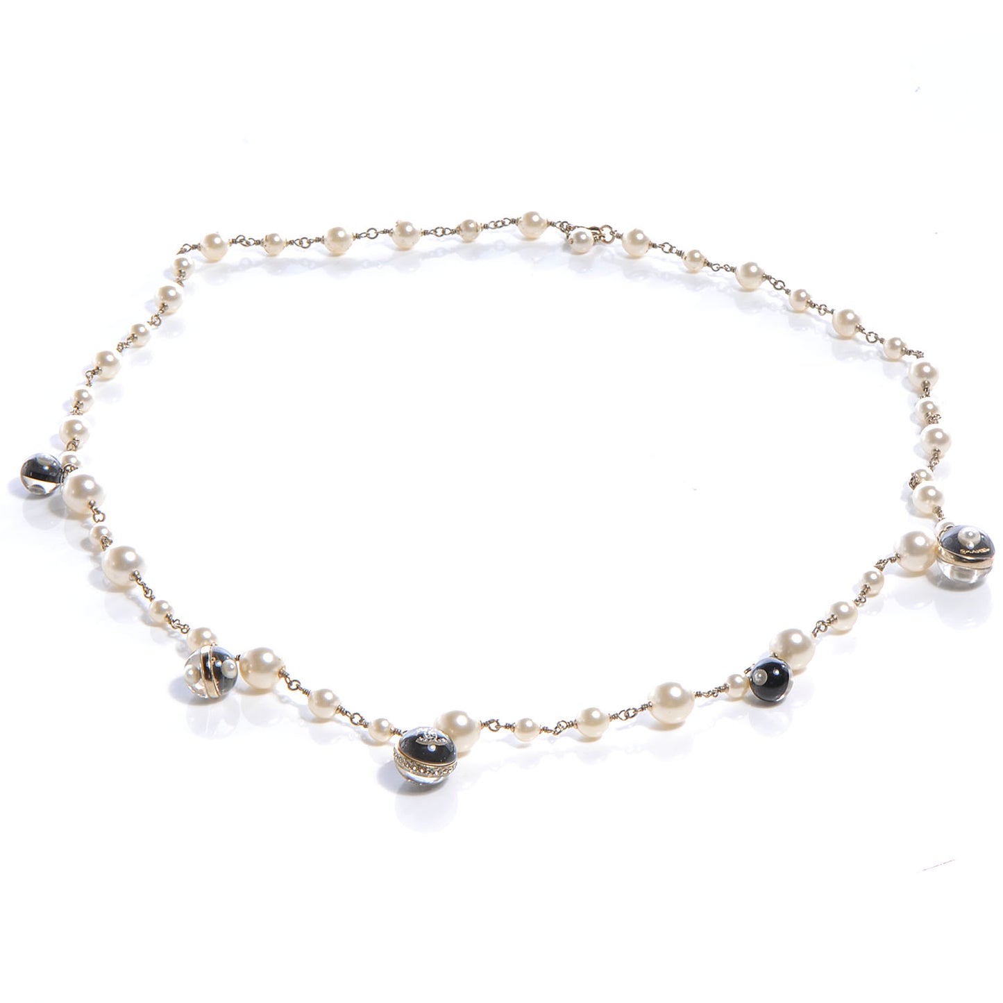 Pearl Crystal CC Beaded Long Necklace