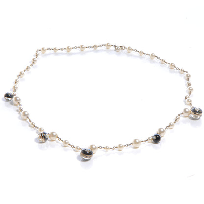Chanel Pearl Crystal CC Beaded Long Necklace 3 of 5