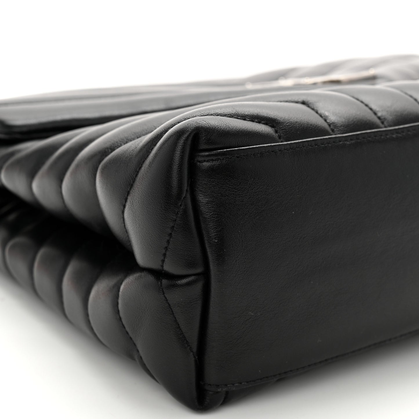 Calfskin Y Quilted Monogram Medium Loulou Chain Satchel Black