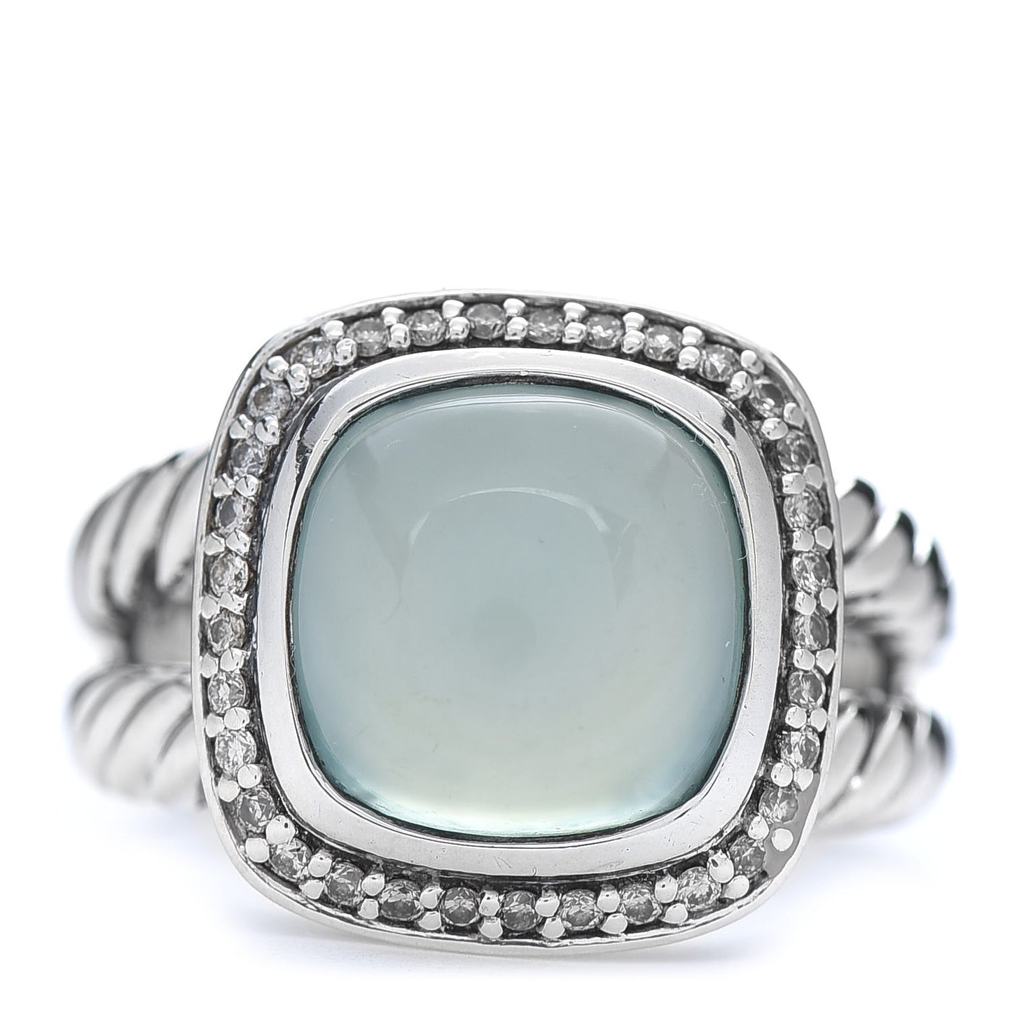 Sterling Silver Diamond Chalcedony 11mm Albion Ring 57 8