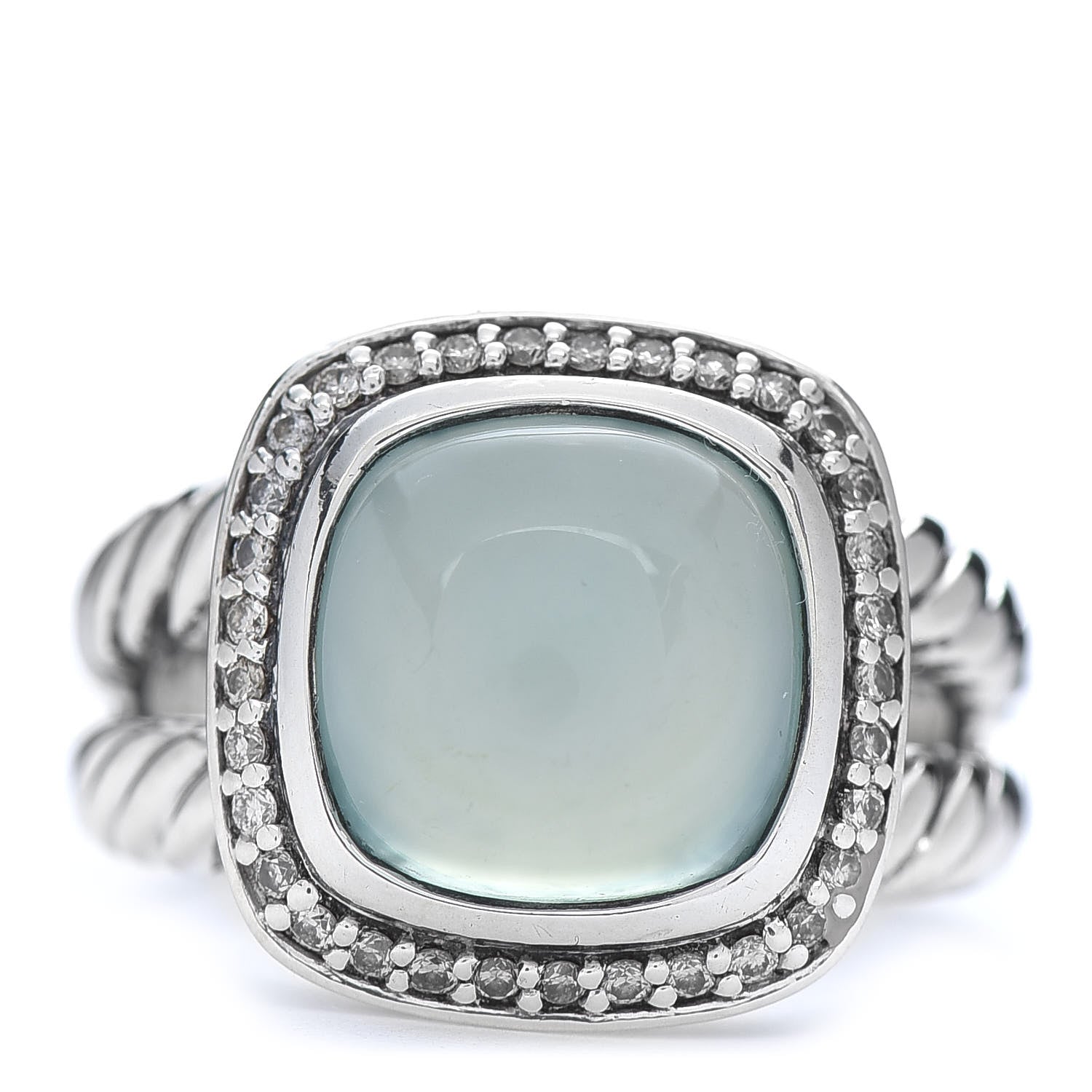 David Yurman Sterling Silver Diamond Chalcedony 11mm Albion Ring 57 8 1 of 5