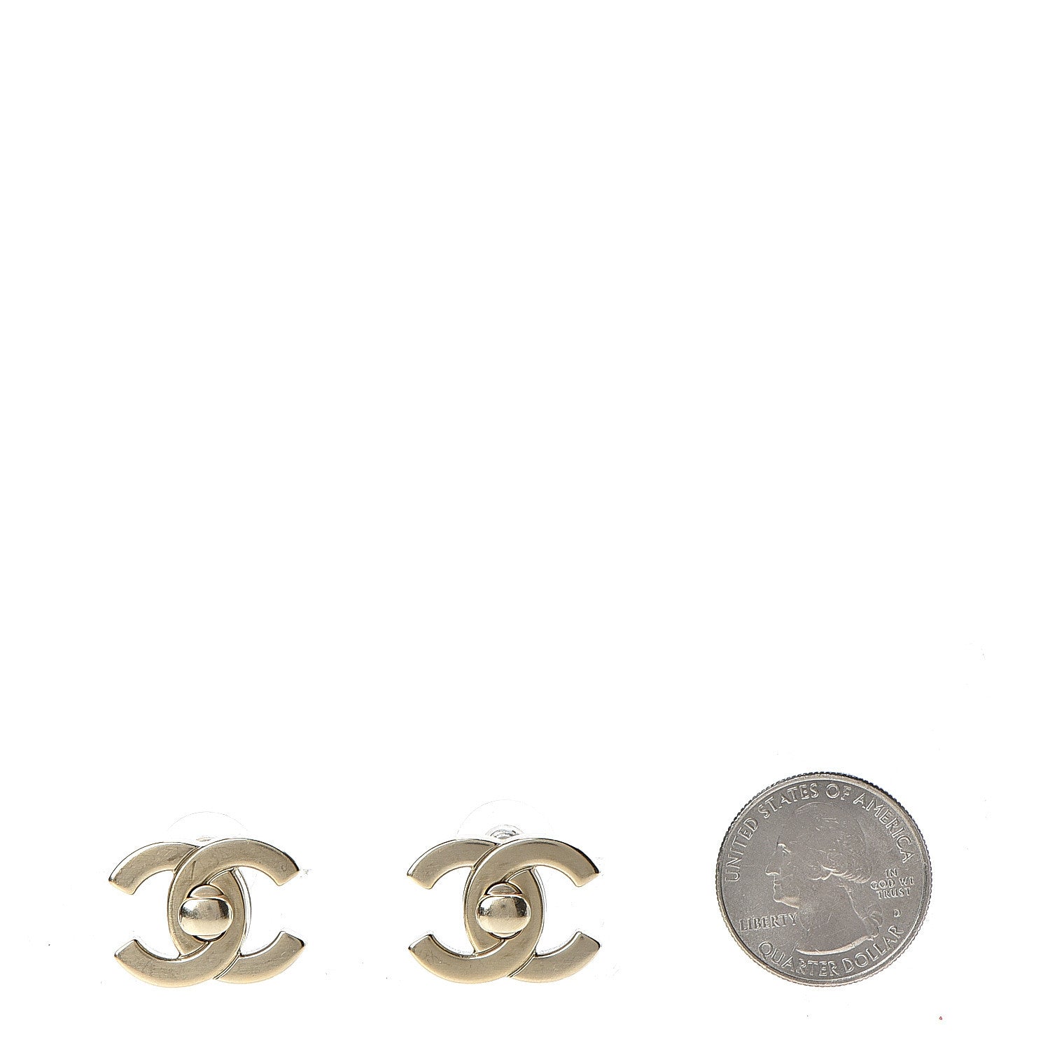 Chanel CC Turnlock Interchangeable Earrings Gold Iridescent 2 of 7