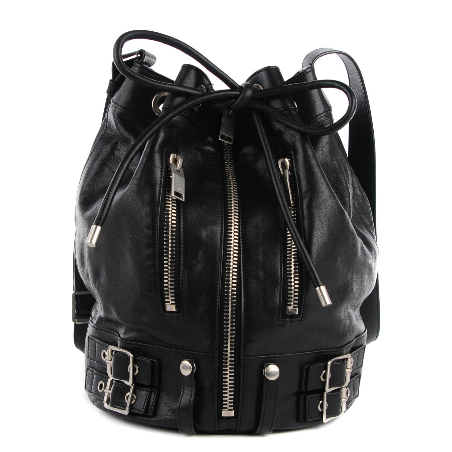 Saint Laurent Calfskin Medium Rider Bucket Bag Black 1 of 7
