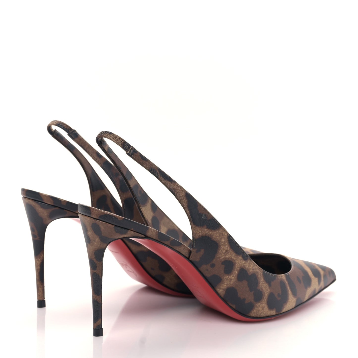 Calfskin Leopard Kate Slingback 85 Pumps 39.5 Brown