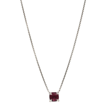 David Yurman Sterling Silver Diamond Rhodolite Garnet 9mm Petite Chatelaine Pendant Necklace 1 of 4