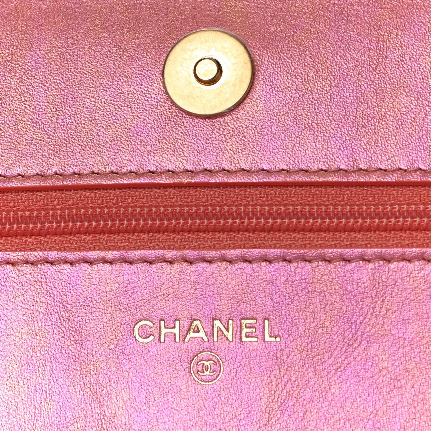Chanel Iridescent Calfskin Quilted Chanel 19 Wallet On Chain WOC Pink 8 of 12