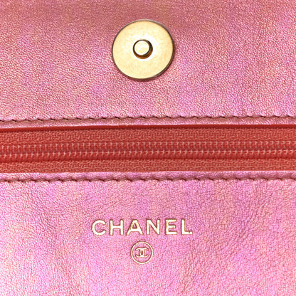 Chanel Iridescent Calfskin Quilted Chanel 19 Wallet On Chain WOC Pink 8 of 12