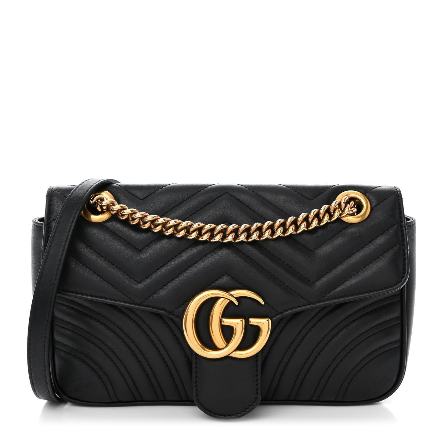 Calfskin Matelasse Small GG Marmont Shoulder Bag Black