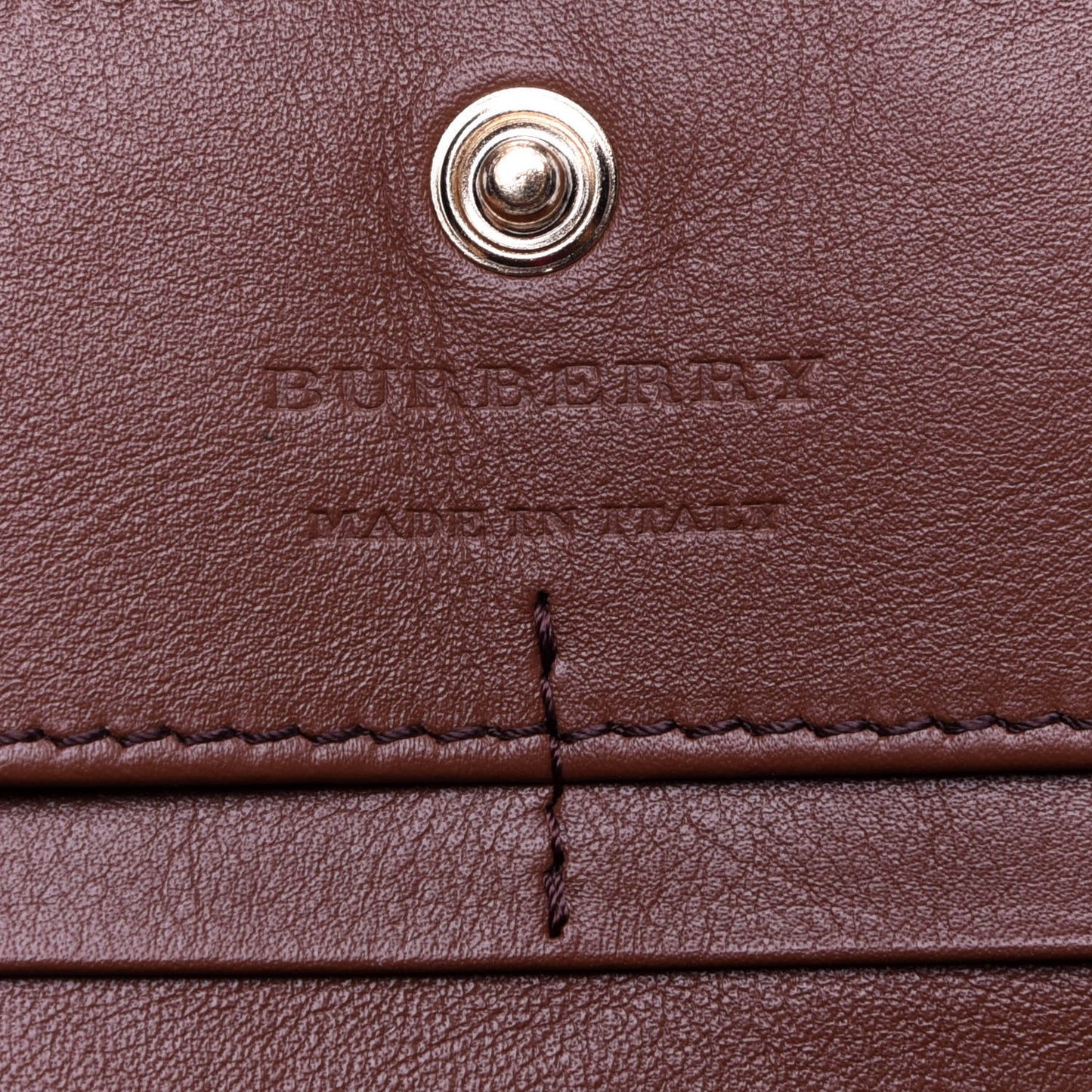 Grainy Calfskin House Check Continental Wallet Tan