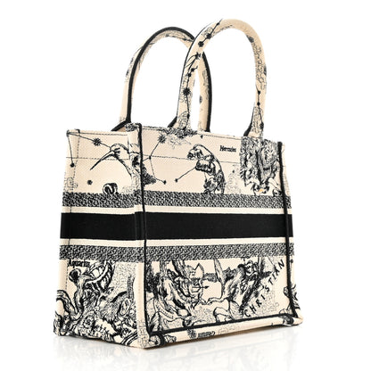 Christian Dior Canvas Embroidered Small Zodiac Toile De Jouy Book Tote Latte 3 of 10
