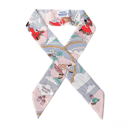 Hermes Silk Carres Volants Twilly Grenadine Gris Perle Rose Pale 1 of 4