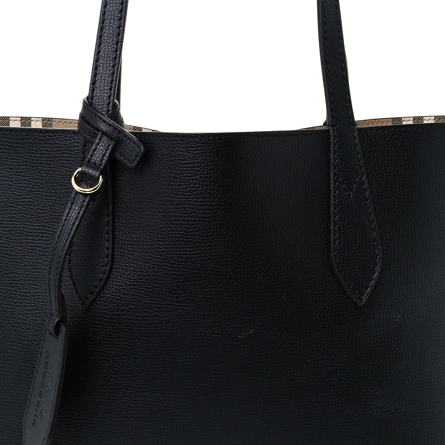 Burberry Grainy Calfskin Haymarket Check Small Reversible Tote Black 15 of 19