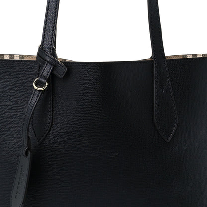 Burberry Grainy Calfskin Haymarket Check Small Reversible Tote Black 15 of 19