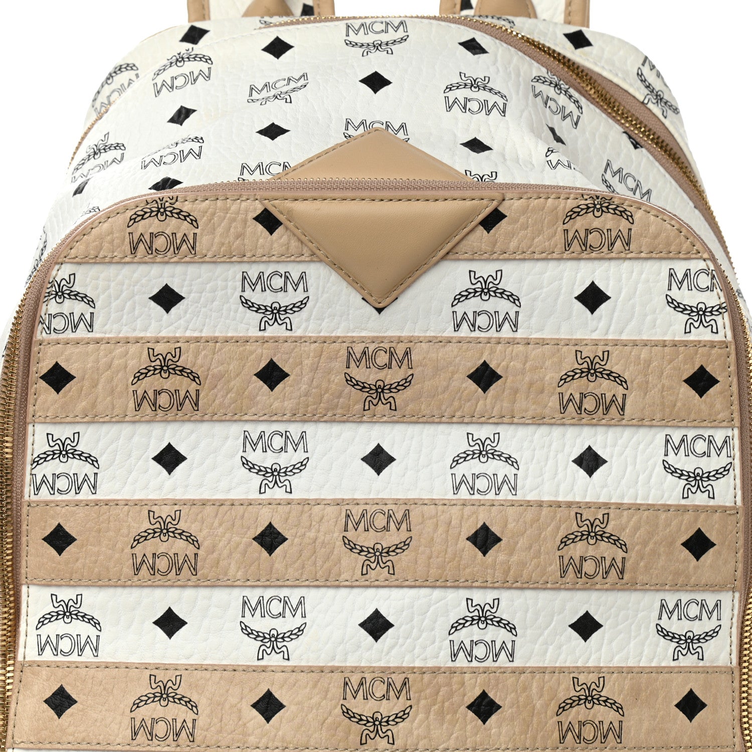 MCM Visetos Striped Medium Duke Backpack White Beige 11 of 15