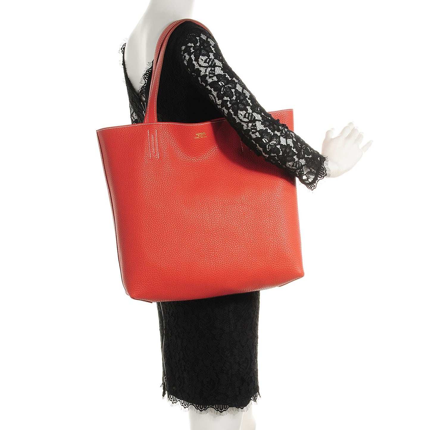 Taurillon Clemence Double Sens 45 Reversible Tote Peony Sanguine
