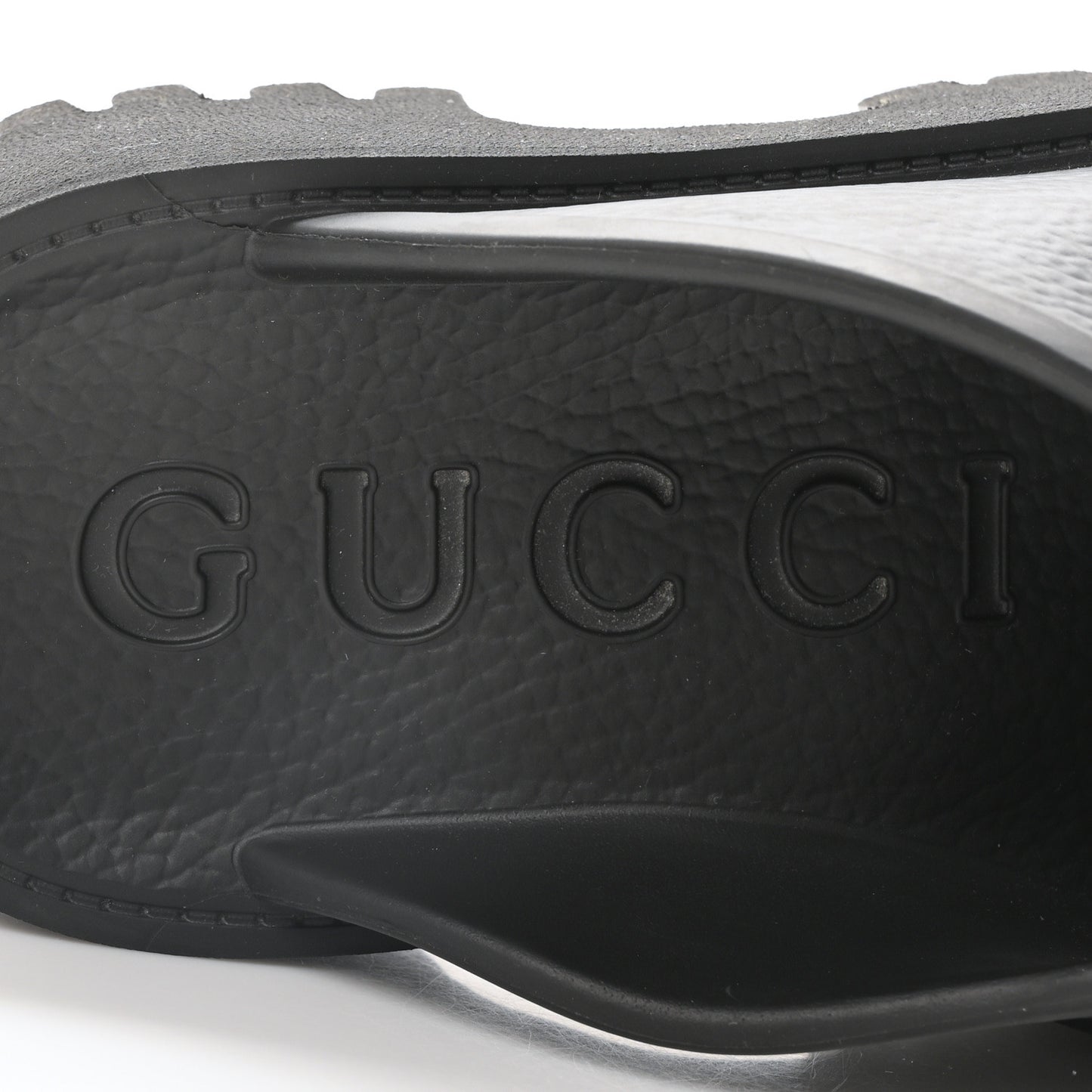 Rubber GG Monogram Perforated Elea Platform 55mm Lug Sole Sandals 36 Black