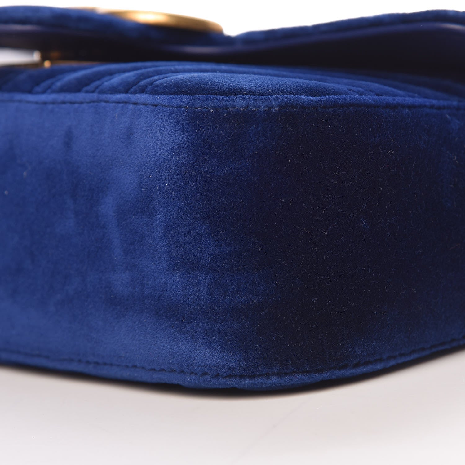 Gucci Velvet Matelasse Mini GG Marmont Shoulder Bag Cobalt Blue 10 of 11