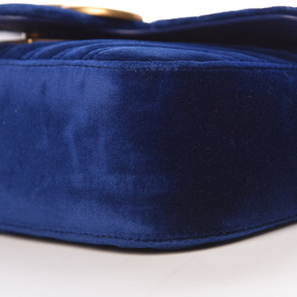 Gucci Velvet Matelasse Mini GG Marmont Shoulder Bag Cobalt Blue 10 of 11