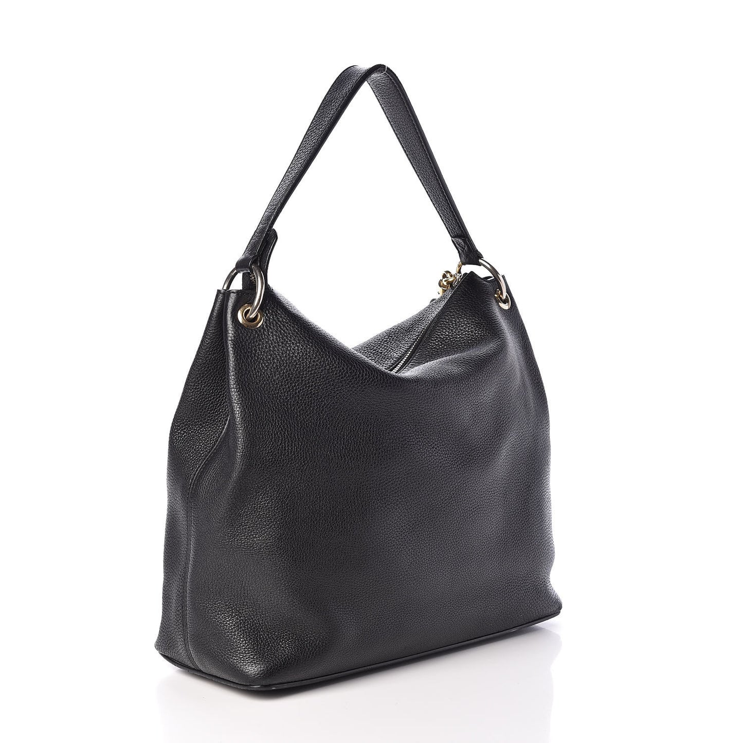 Pebbled Calfskin Large Soho Hobo Black