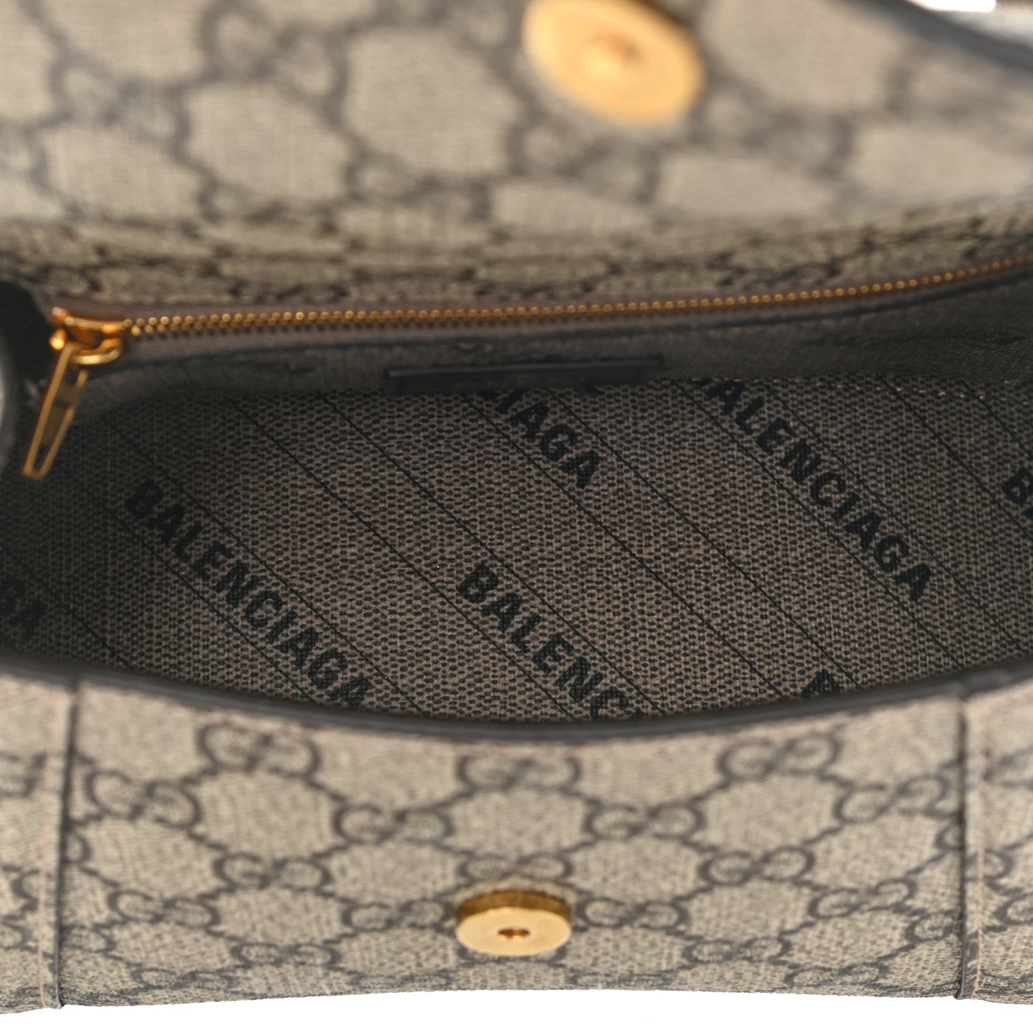 Balenciaga X GUCCI GG Supreme Monogram Small Hourglass Top Handle Bag Beige Ebony 4 of 11