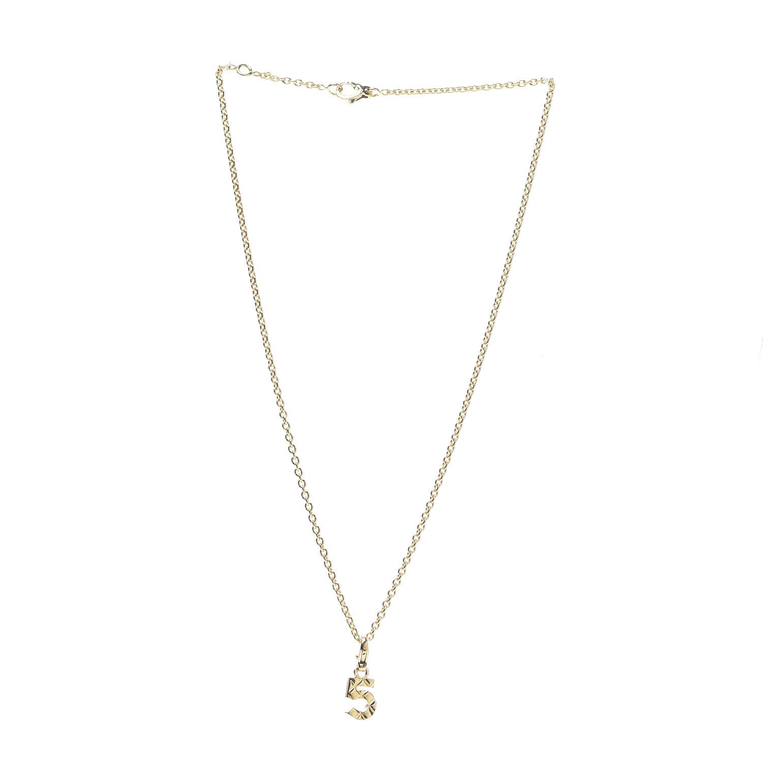 Chanel 18K Yellow Gold Quilted No.5 Charm Pendant Necklace 2 of 5