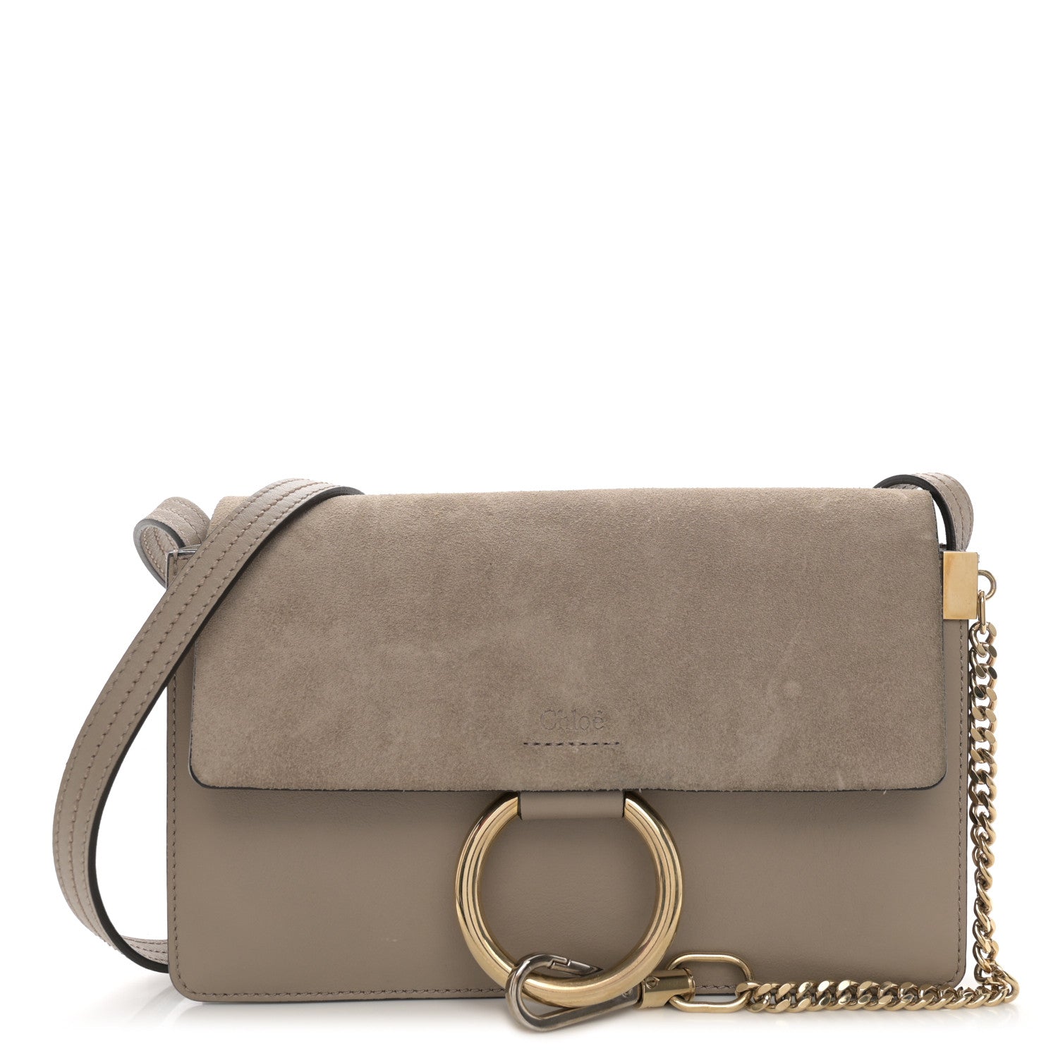 Chloe Suede Calfskin Small Faye Shoulder Bag Motty Grey 1 of 11