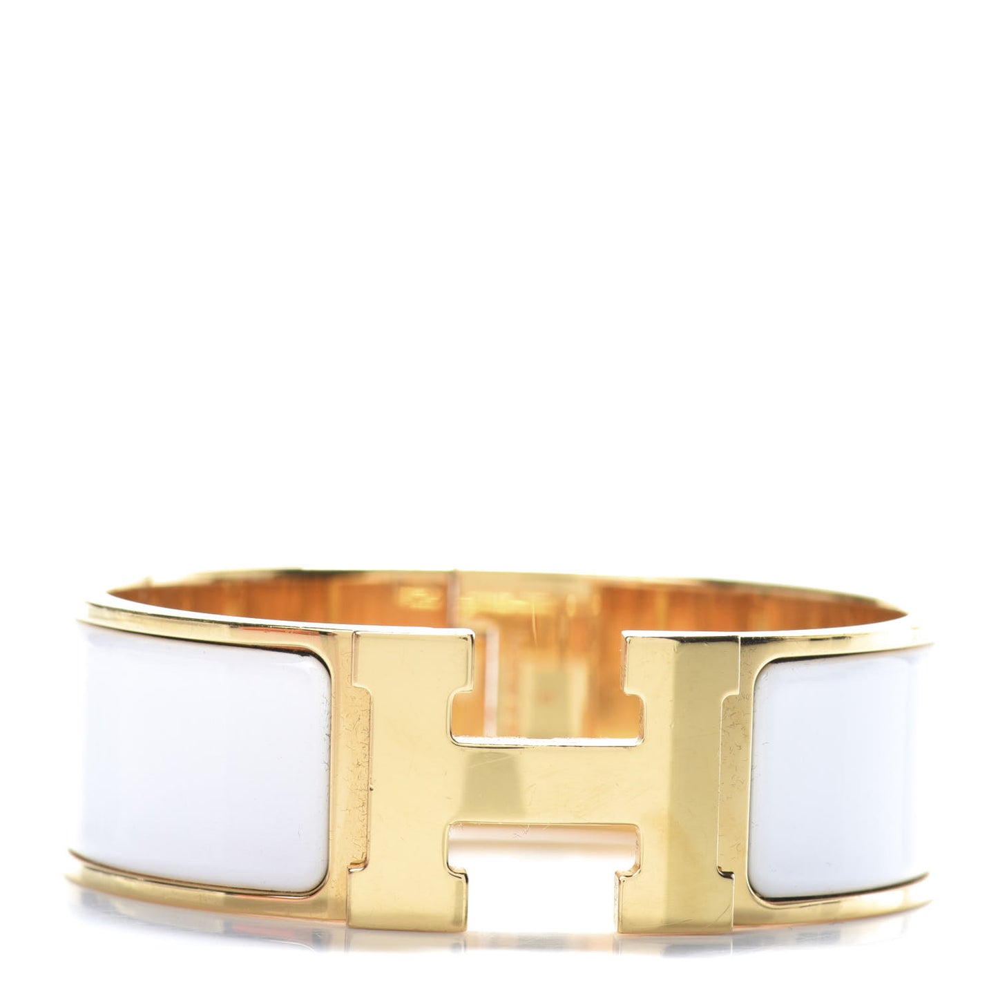 Enamel Wide Clic Clac H Bracelet PM White