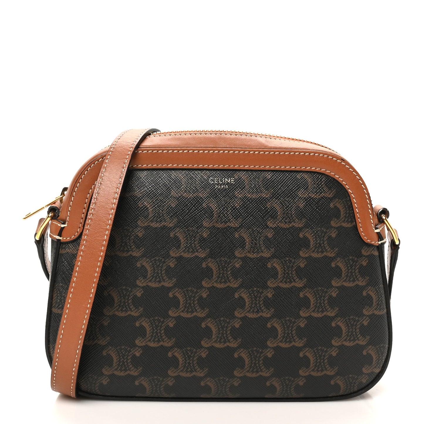 Triomphe Canvas Small Camera Bag Tan