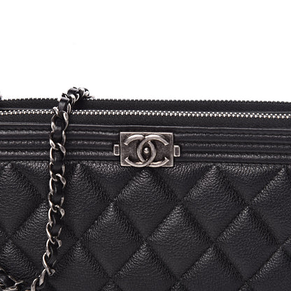 Chanel Calfskin Quilted Small Boy Clutch With Chain Black 12 of 15
