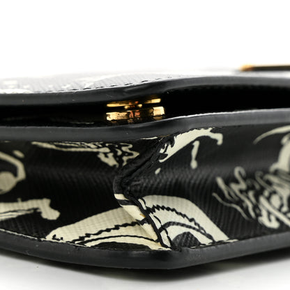 Prada Saffiano Triangle Logo Mermaid Print Mini Crossbody Bag Black 7 of 10