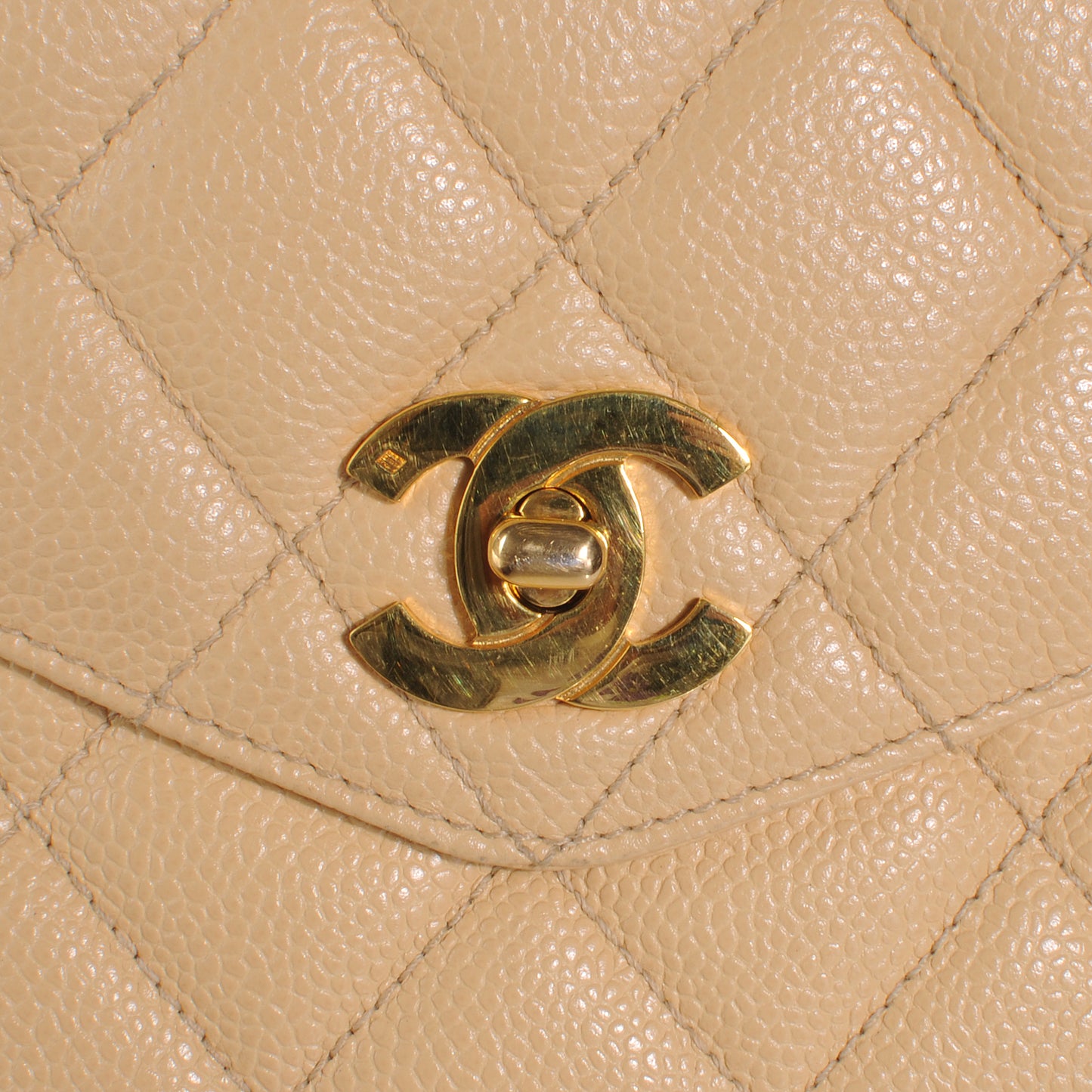 Caviar Quilted Shoulder Bag Beige