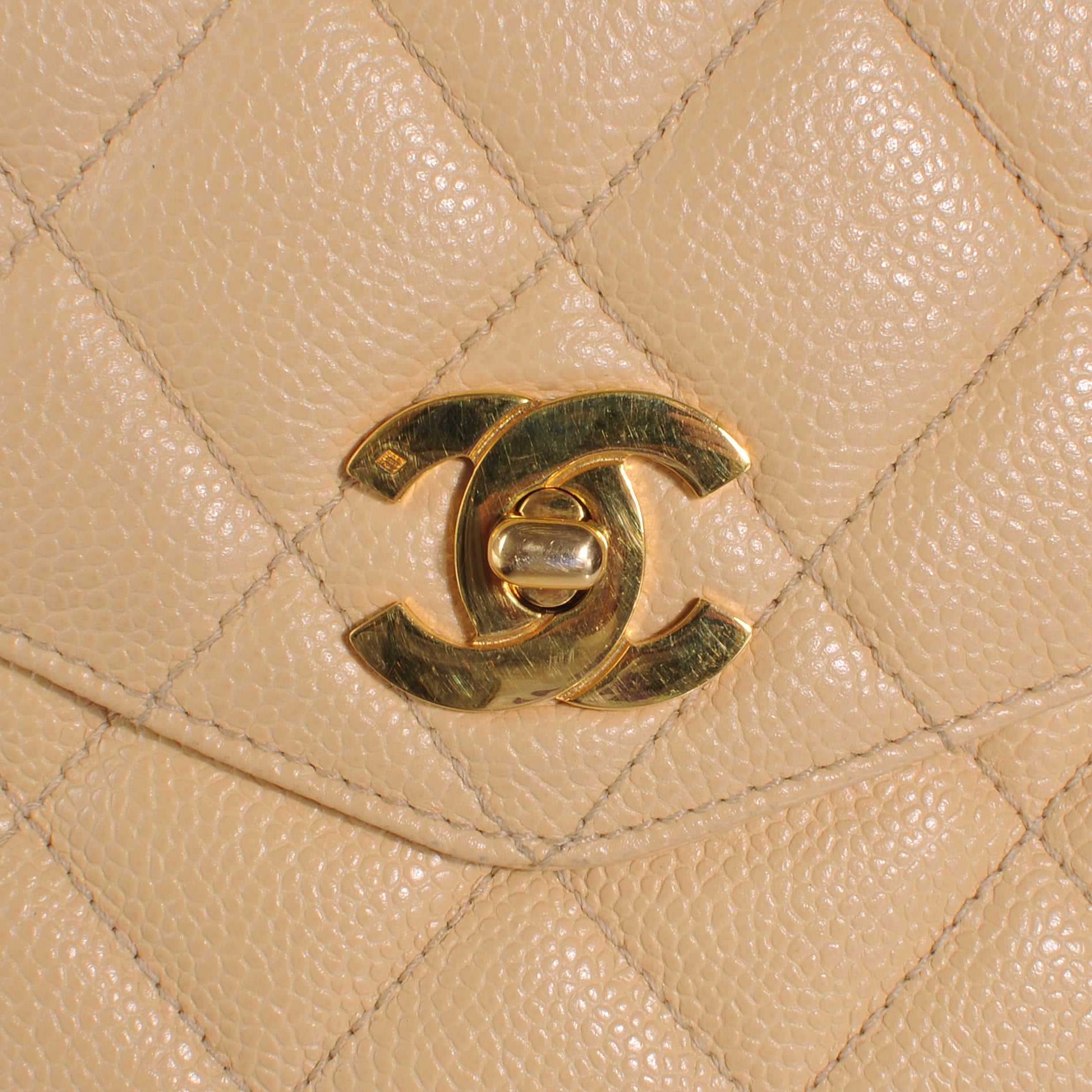 Chanel Caviar Quilted Shoulder Bag Beige 5 of 9