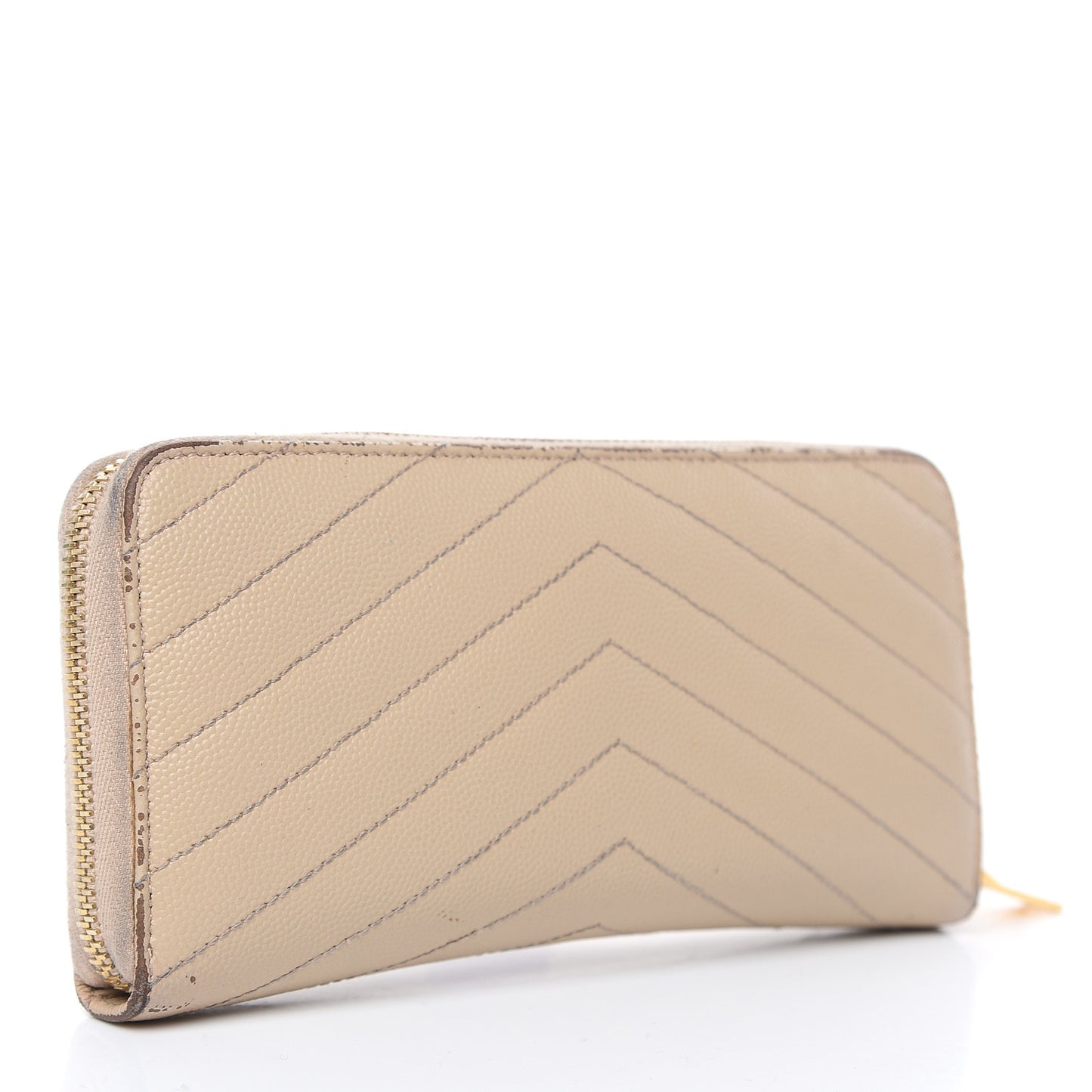 Grain De Poudre Matelasse Chevron Monogram Zip Around Wallet Nude Powder