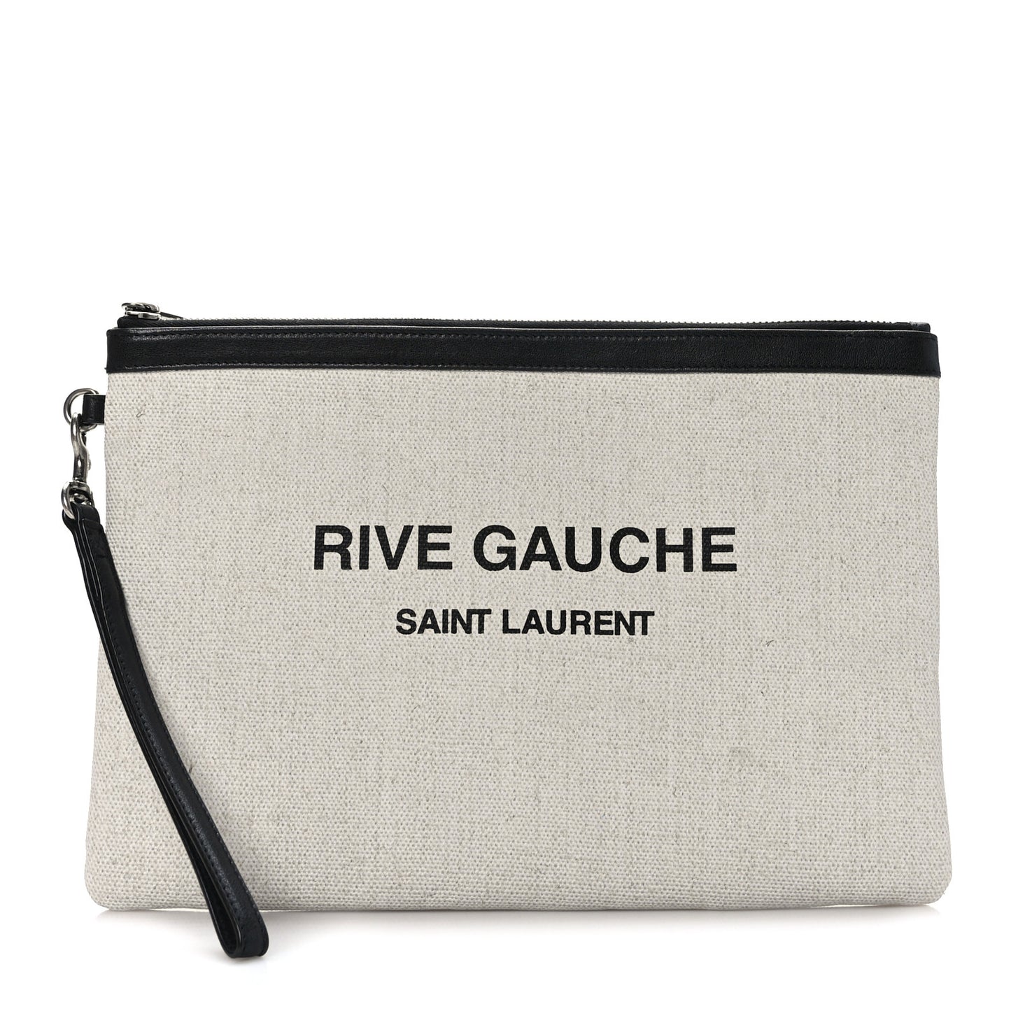 Linen Canvas Rive Gauche Zipped Pouch Optic White