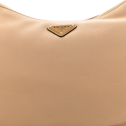 Prada Soft Calfskin Large Aimée Shoulder Bag Travertine 8 of 10