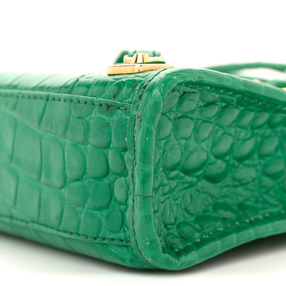 Balenciaga Shiny Supple Calfskin Crocodile Embossed Gold Metallic Edge Hardware Nano City Leaf Green 11 of 16