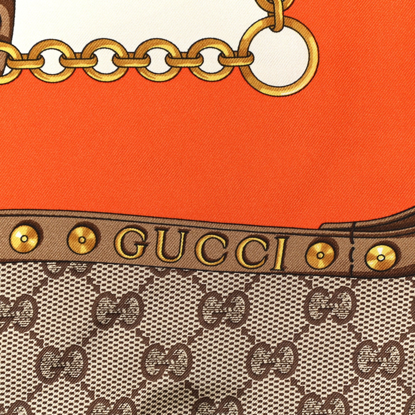 Silk Twill GG Monogram New Panshie Square Scarf Orange Pink