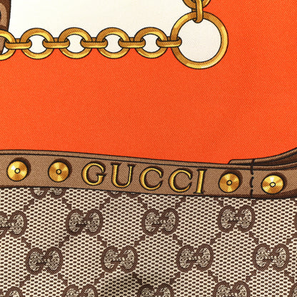 Gucci Silk Twill GG Monogram New Panshie Square Scarf Orange Pink 2 of 4